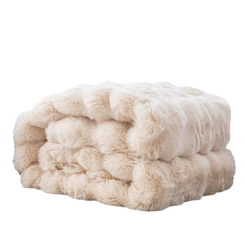 Thickened Fleece Fuzzy Blankets Custom Raschel Blanket Solid Knitted Big Size Four Seasons Warm Cheap Single Blanket Prices