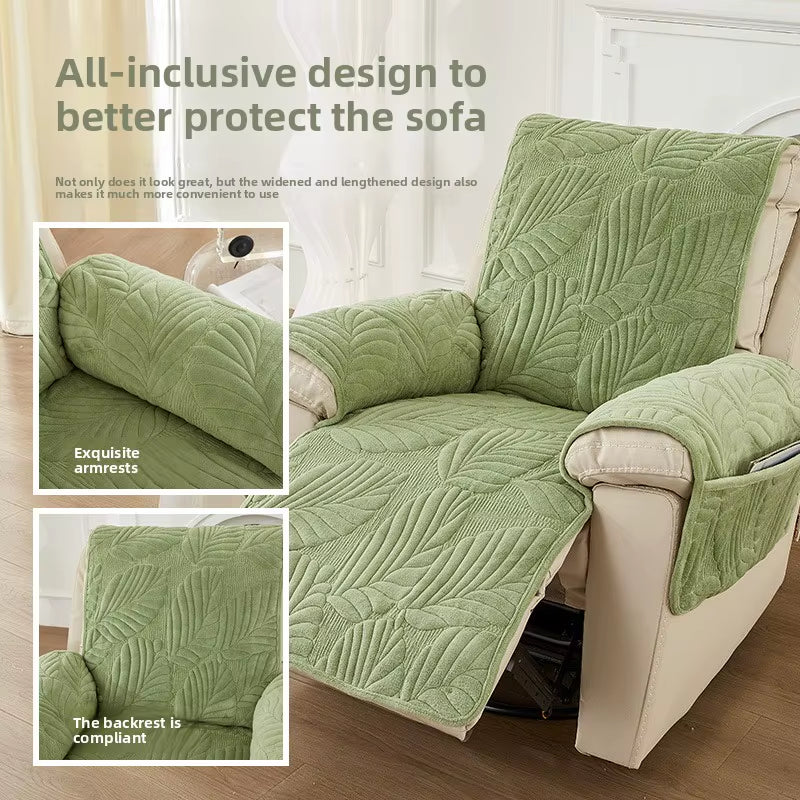 Fjord Nordic-Leaf Chivas Velvet Sofa Cushion Full-Cover Four-Season Universal Non-Slip Electric Recliners 60*225Cm LHY Model